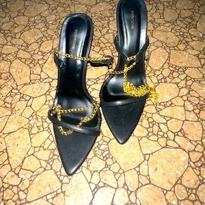 Black chain heels